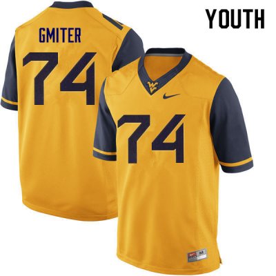 Youth West Virginia Mountaineers NCAA #74 James Gmiter Yellow Authentic Nike Stitched College Football Jersey JO15K24AL